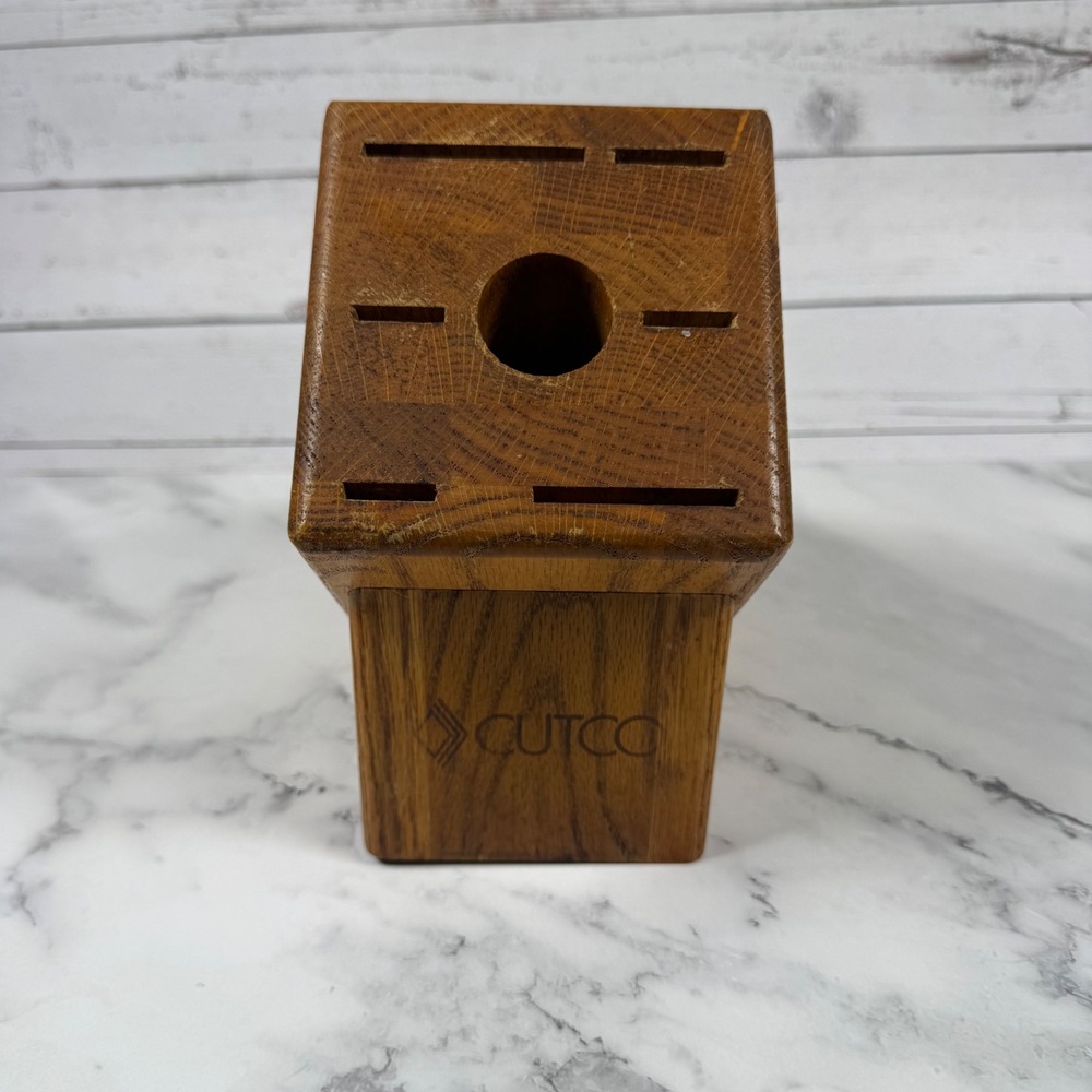 Cutco Oak Wood Knife Block 6 Slot Kitchen Cutlery Storage Made in USA